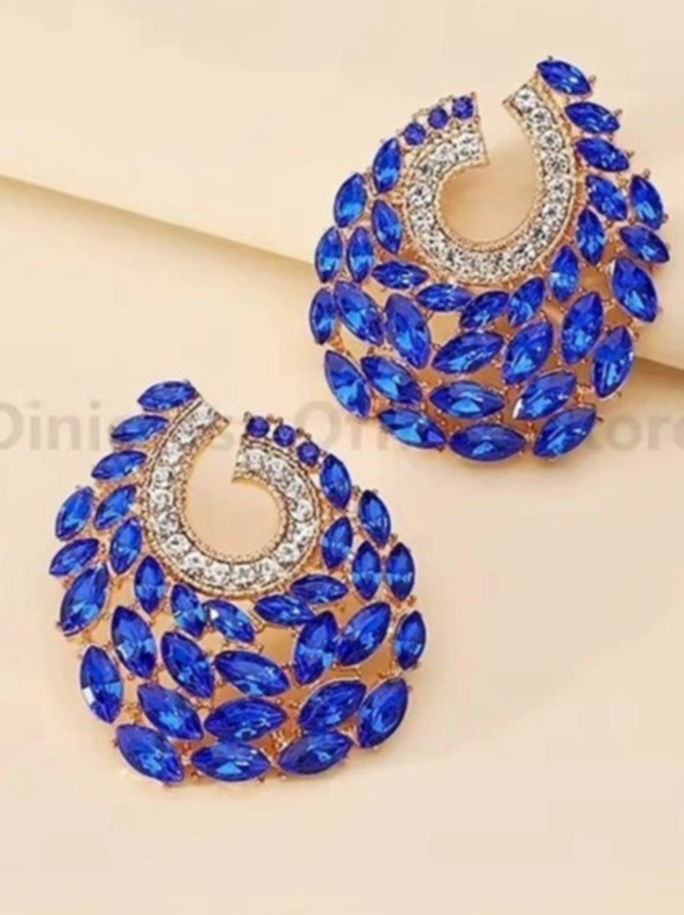 Blue & Gold Statement Earrings